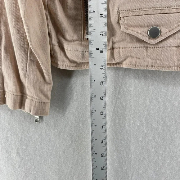 Banana Republic Jacket Women's Sz M Blush Pink Full-Zip Cropped Motorcycle Coat - Picture 5 of 12
